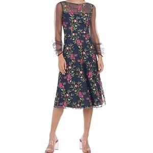 JS Collections Dress Evelyn Illusion Midi floral blue size 6